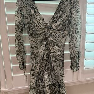 Elegant Black and White Snake Print Dress